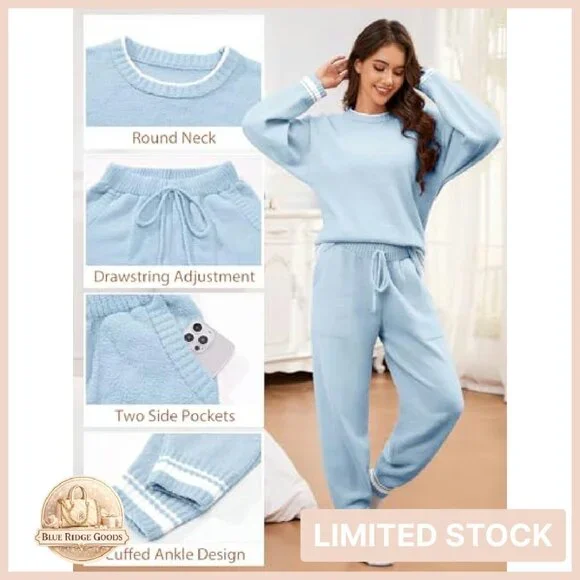 Fleece Pajama Set Cozy Fuzzy Lounge Wear Long Sleeve Two Piece Sleepwear